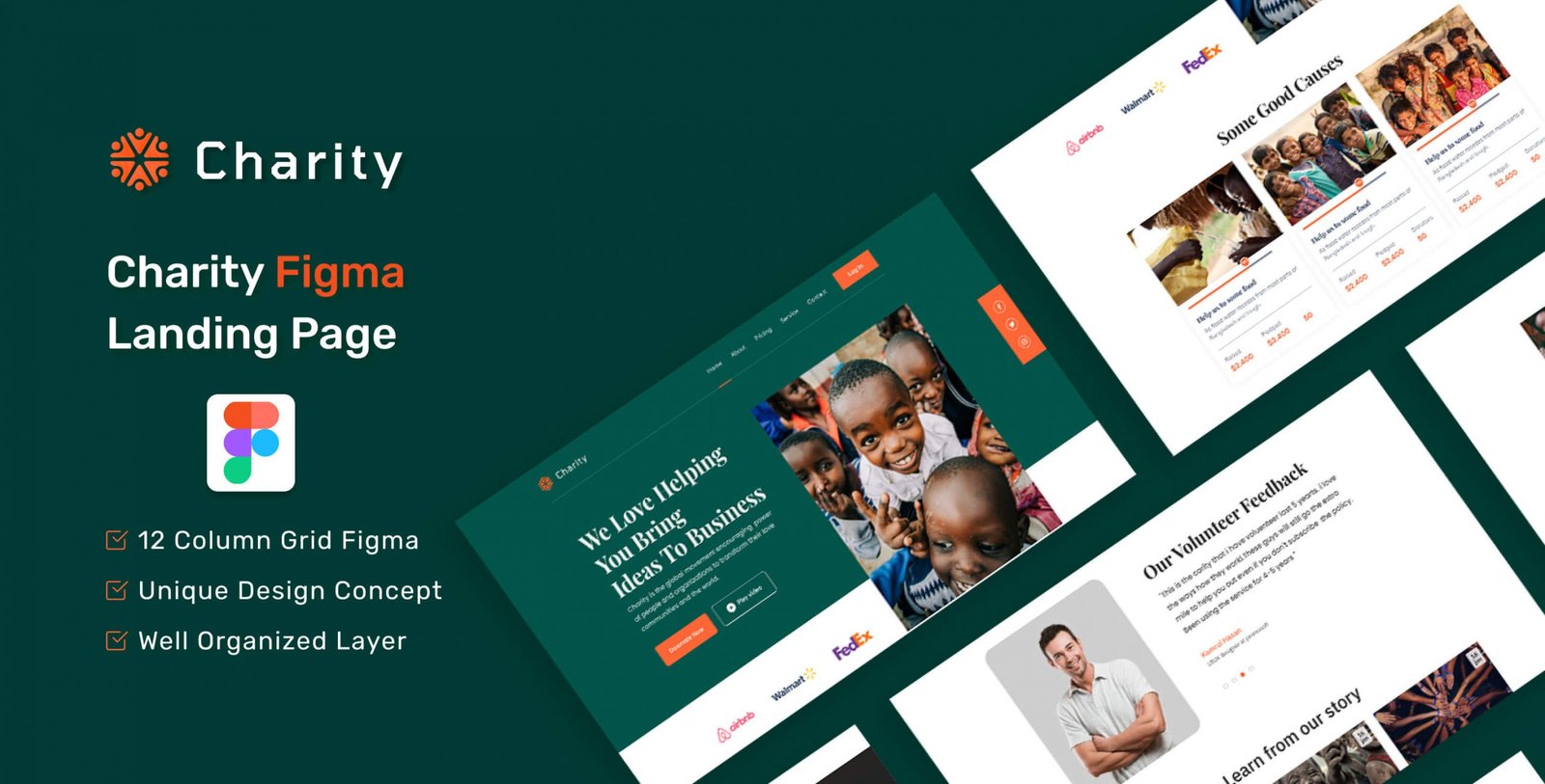 Charity Donation Figma website template Themeies